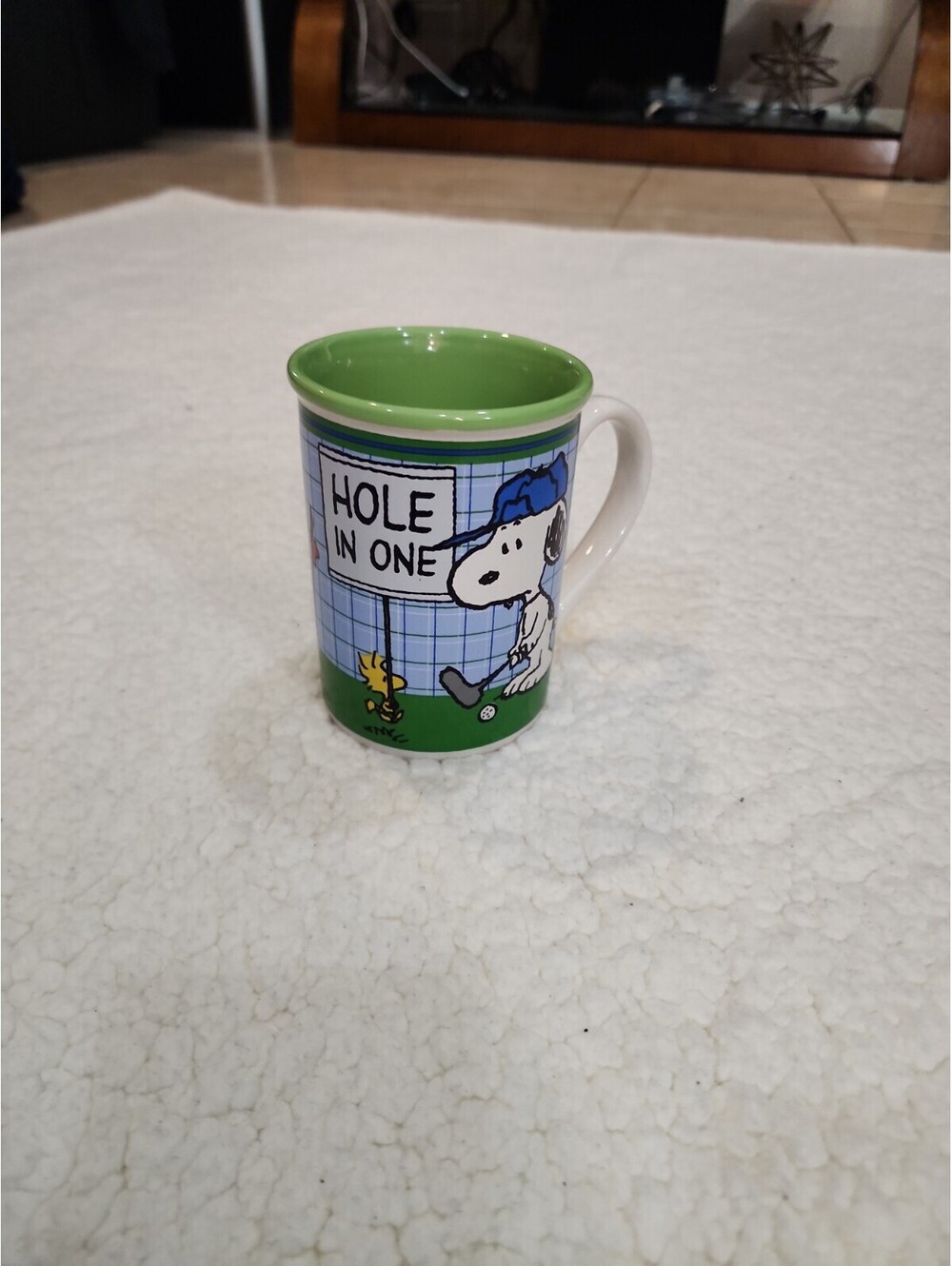 Peanuts Snoopy Woodstock HOLE IN ONE Golf Coffee Mug Cup Gibson Collectible